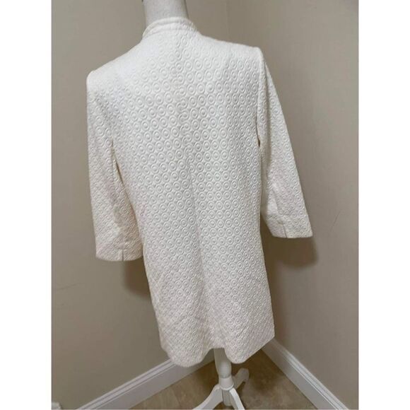 Roz & Ali white quilted look open front long jacket blazer lined Size L - Picture 4 of 6